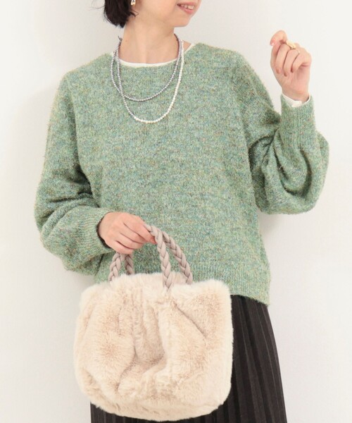 MICO COULIER（ミコクリエ）の「ひげネップヤーンプルオーバーニット（ニット/セーター・レディース・キナリ/ライトグリーン/グレー・38）」の12枚目の写真