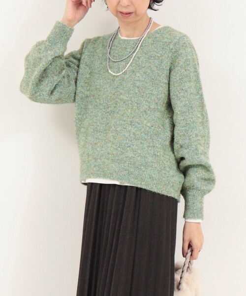 MICO COULIER（ミコクリエ）の「ひげネップヤーンプルオーバーニット（ニット/セーター・レディース・キナリ/ライトグリーン/グレー・38）」の14枚目の写真