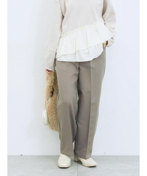 Samansa Mos2 blue（サマンサモスモスブルー）の「【吸湿発熱】マルチスタイルストレートパンツ（その他パンツ・レディース・モカ/ベージュ/グレー/ブラック/ブラウン・SS/M/L/S）」の5枚目の写真