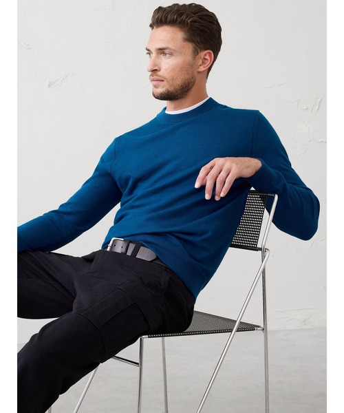 BANANA REPUBLIC FACTORY STORE(バナナリパブリック ファクトリーストア)の「BANANA REPUBLIC FACTORY STORE クラウドソフトクルーネックセーター(ニット/セーター・メンズ・ブルー/グリーン/アイボリー/チャコールグレー・S/M/L/XL)」の4枚目の写真