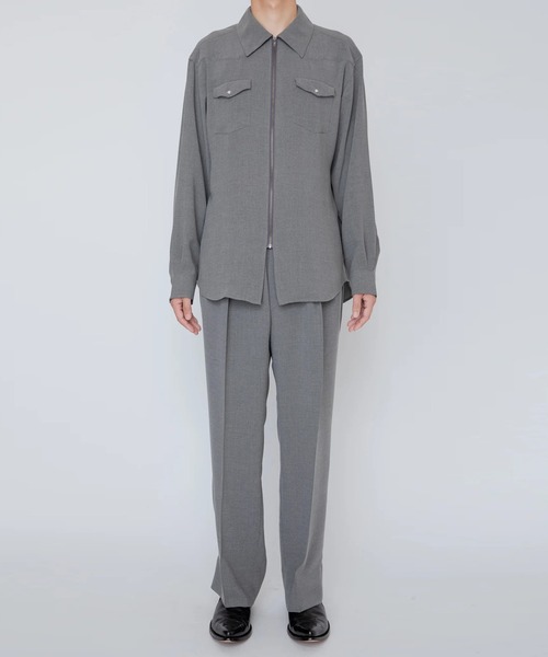 RAINMAKER（レインメーカー）の「【RAINMAKER/レインメーカー】MELANGE TWILL WIDE TROUSERS（スラックス・メンズ・ブラック/グレー・4/3）」の4枚目の写真
