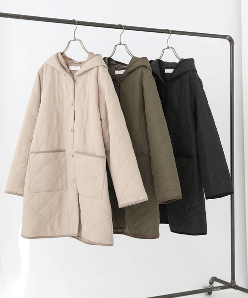 n'OrLABEL(ノアールレーベル)の「『フード付きキルティングコート』(その他アウター・レディース・ベージュ/ブラック/カーキ・1/2)」の4枚目の写真