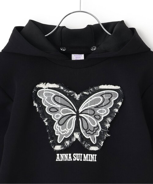 アナスイミニ 新品タグ付　パーカー　フード取り外し可能　ロゴリボン フード口ロゴ裏毛パーカー(120cm パープル): キッズ - ナルミヤ