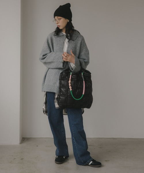 210nouve（トゥージュヌーブ）の「ナイロン チェック柄 コードストラップ バッグ（ハンドバッグ・レディース・ブラック/カーキ・FREE）」の21枚目の写真