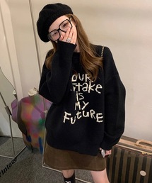 メッセージロゴニットトップス
