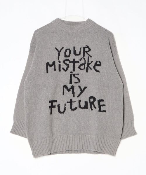 FUNdaysion(ファンデイション)の「メッセージロゴニットトップス(ニット/セーター・レディース・ブラック/グレー・M)」の5枚目の写真