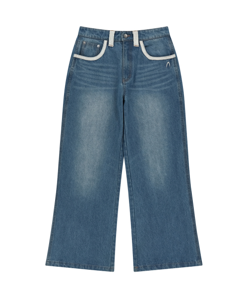AAKAM(アーカム)の「Contrast Washed Denim Pants (Blue)(デニムパンツ・レディース・その他・1/2)」の2枚目の写真