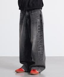 F.ILLUMINATE（フィルミネイト）の「レタリングワイドデニムパンツ-グレー（デニムパンツ）」