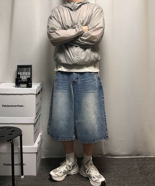 TOFFEE(トフィー)の「ウォッシュドバミューダデニムパンツ(ブルー)(その他パンツ・メンズ・その他・SMALL/MEDIUM/LARGE/X-LARGE)」の13枚目の写真