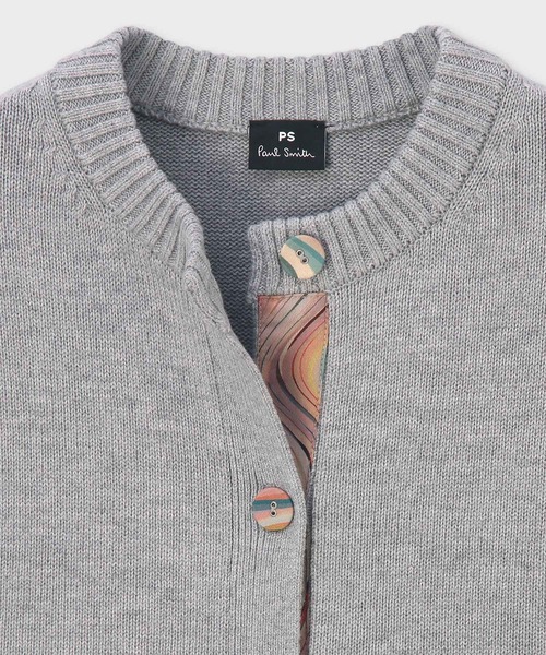 ●PSポールスミス●クルーネックカーディガン　グレー　サイドスリット　リボン PS Paul Smith（ピーエスポールスミス）の「ウィメンズ スワール