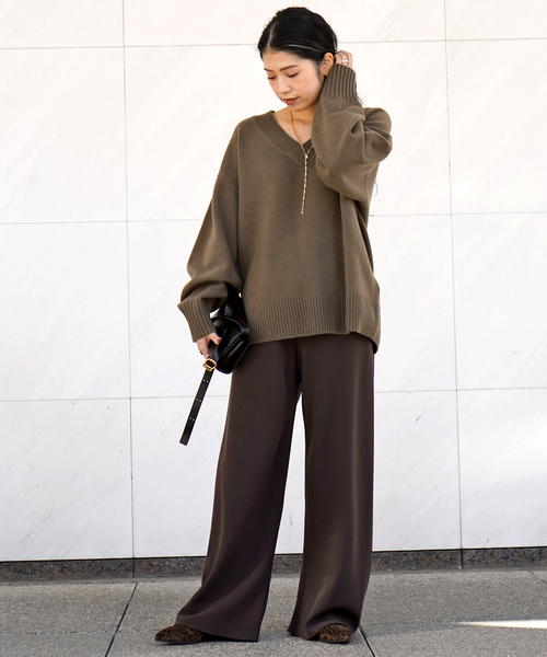 AP STUDIO（エーピーストゥディオ）の「追加エラスティックパンツ(ブラウン）（スラックス・レディース・ブラウン・34/36/38）」の2枚目の写真