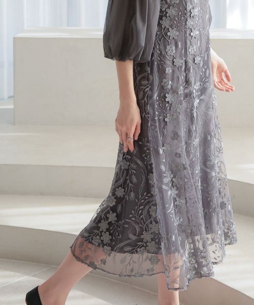 セール】【ANDRESD】floral pattern flare dress 結婚式 パーティー