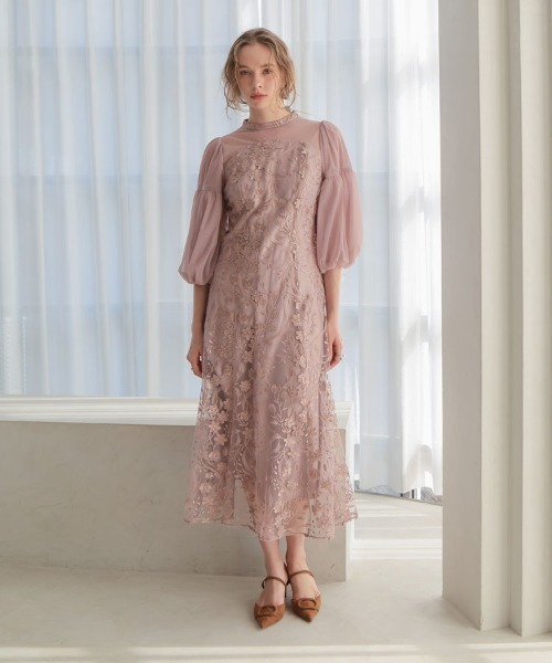 セール】【ANDRESD】floral pattern flare dress 結婚式 パーティー