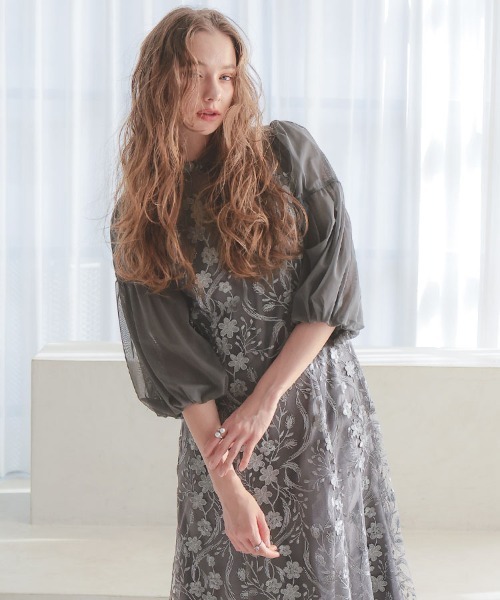 セール】【ANDRESD】floral pattern flare dress 結婚式 パーティー