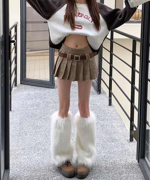 meJane（ミージェーン）の「千鳥チェック柄 プリーツミニスカート（スカート・レディース・ブラウン系・M/L）」の8枚目の写真