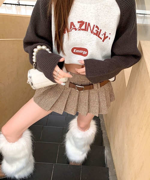 meJane（ミージェーン）の「千鳥チェック柄 プリーツミニスカート（スカート・レディース・ブラウン系・M/L）」の10枚目の写真