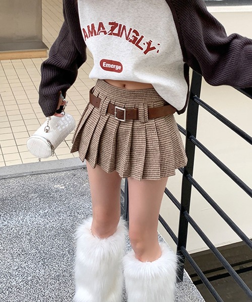 meJane（ミージェーン）の「千鳥チェック柄 プリーツミニスカート（スカート・レディース・ブラウン系・M/L）」の11枚目の写真