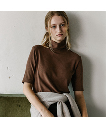 ハイネック半袖Tシャツ_BROWN
