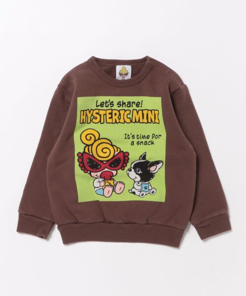 HYSTERIC MINI（ヒステリックミニ）の「MINI&J SNACK TIME 裏毛トレーナー（パーカー・キッズ・グレー/ブラウン・90）」の2枚目の写真