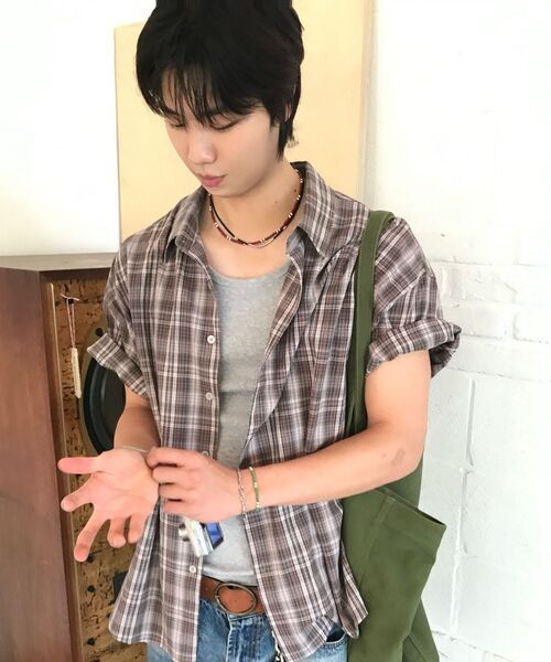 LEIRE（ルアール）の「リンクルシアサーカーチェック半袖シャツ[カーキ]（シャツ/ブラウス・メンズ・その他・MEDIUM/LARGE/X-LARGE）」の22枚目の写真