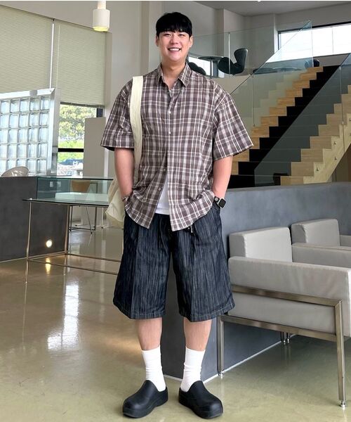 LEIRE（ルアール）の「リンクルシアサーカーチェック半袖シャツ[カーキ]（シャツ/ブラウス・メンズ・その他・MEDIUM/LARGE/X-LARGE）」の9枚目の写真