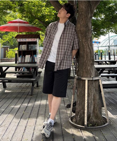 LEIRE（ルアール）の「リンクルシアサーカーチェック半袖シャツ[カーキ]（シャツ/ブラウス・メンズ・その他・MEDIUM/LARGE/X-LARGE）」の3枚目の写真