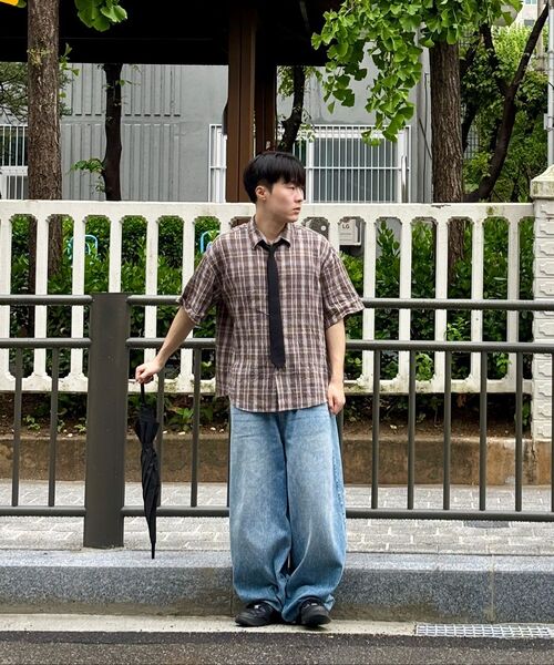 LEIRE（ルアール）の「リンクルシアサーカーチェック半袖シャツ[カーキ]（シャツ/ブラウス・メンズ・その他・MEDIUM/LARGE/X-LARGE）」の4枚目の写真