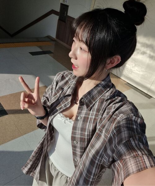 LEIRE（ルアール）の「リンクルシアサーカーチェック半袖シャツ[カーキ]（シャツ/ブラウス・メンズ・その他・MEDIUM/LARGE/X-LARGE）」の7枚目の写真