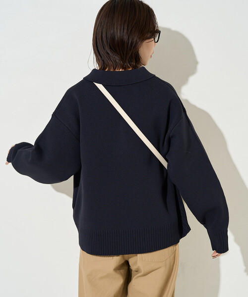 セール】限定展開 軽量 ニット 襟付き ダブル ジップ カーディガン