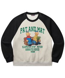 LAUGHER（ラファー）の「[PAT&MAT] Good Time Raglan Man to Man - Black / Oatmeal（スウェット）」