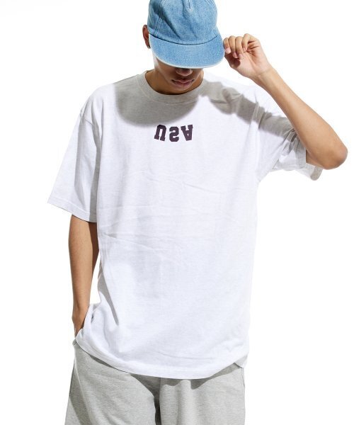 CREAM SODA LAB（クリームソーダラボ）の「リバースUSAスモールロゴ半袖Tシャツライトグレー（Tシャツ/カットソー・メンズ・その他・X-LARGE/XX-LARGE/MEDIUM/LARGE）」の4枚目の写真