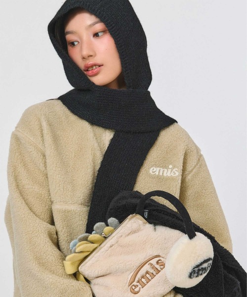 EMIS(イミス)の「(W) HALF NECK FLEECE TOP(スウェット・レディース・ブラウン/ベージュ/ピンク・FREE)」の5枚目の写真