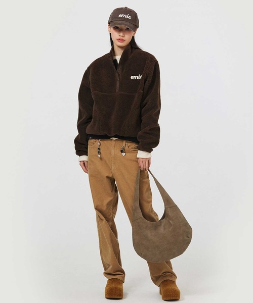 EMIS(イミス)の「(W) HALF NECK FLEECE TOP(スウェット・レディース・ブラウン/ベージュ/ピンク・FREE)」の12枚目の写真
