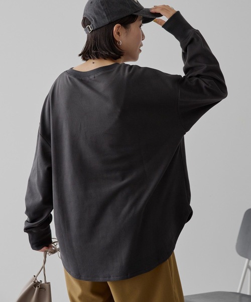 AMERICAN HOLIC(アメリカンホリック)の「ソフトタッチヘンリーネックプルオーバー(Tシャツ/カットソー・レディース・チャコールグレー/グレー/ブラウン・L/M)」の13枚目の写真