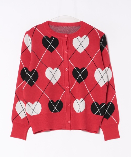 STAY MOTION（ステイモーション）の「【WEB限定】ハート柄ニットカーディガン［韓国ファッション ガーリー］≪新作≫（カーディガン/ボレロ・レディース・グレー/レッド・F）」の5枚目の写真