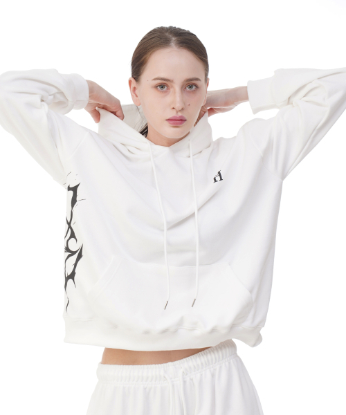DXOH(ディソエイチ)の「ユニセックス サンダーロゴ フードパーカー バックアイボリー(スウェット・レディース・その他・FREE)」の1枚目の写真
