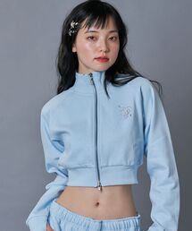 SEQUENZ（シークエンズ）の「【sqnz (エスキュンズ)】sqnz glitter zip top / グリッター ダブルジップ ジップスウェット 裏起毛 ラインストーン 【セットアップ着用可能】（スウェット）」