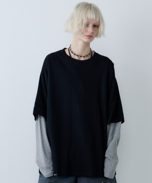 AFF AIVER(エイエフエフアイバー)の「AFF AIVER ワッフルレイヤードL/S TEE(Tシャツ/カットソー・メンズ・チャコールグレー/ブラック・SMALL/MEDIUM/LARGE)」の2枚目の写真