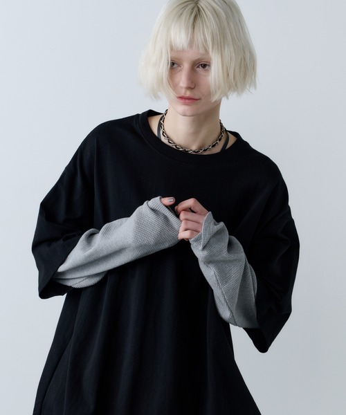 AFF AIVER(エイエフエフアイバー)の「AFF AIVER ワッフルレイヤードL/S TEE(Tシャツ/カットソー・メンズ・チャコールグレー/ブラック・SMALL/MEDIUM/LARGE)」の5枚目の写真