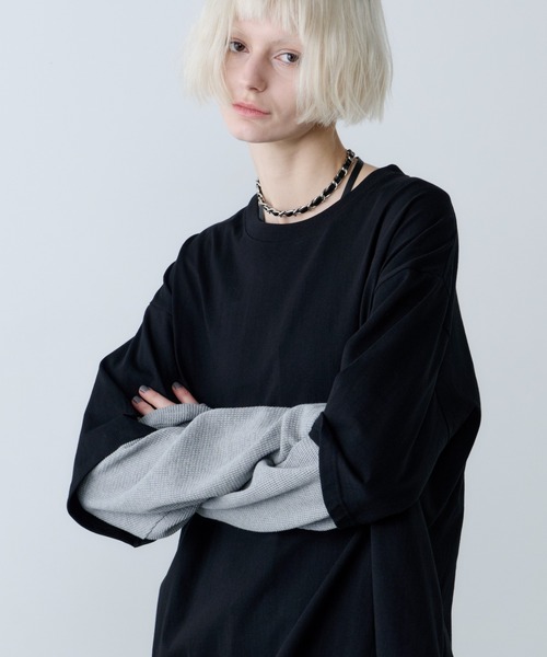 AFF AIVER(エイエフエフアイバー)の「AFF AIVER ワッフルレイヤードL/S TEE(Tシャツ/カットソー・メンズ・チャコールグレー/ブラック・SMALL/MEDIUM/LARGE)」の6枚目の写真
