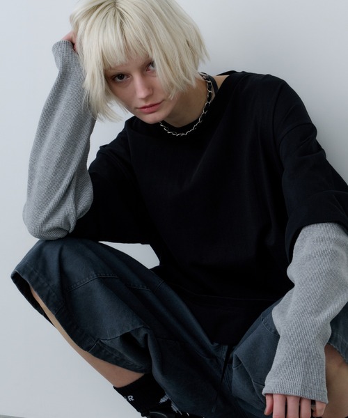 AFF AIVER(エイエフエフアイバー)の「AFF AIVER ワッフルレイヤードL/S TEE(Tシャツ/カットソー・メンズ・チャコールグレー/ブラック・SMALL/MEDIUM/LARGE)」の9枚目の写真