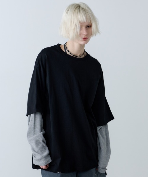 AFF AIVER(エイエフエフアイバー)の「AFF AIVER ワッフルレイヤードL/S TEE(Tシャツ/カットソー・メンズ・チャコールグレー/ブラック・SMALL/MEDIUM/LARGE)」の3枚目の写真