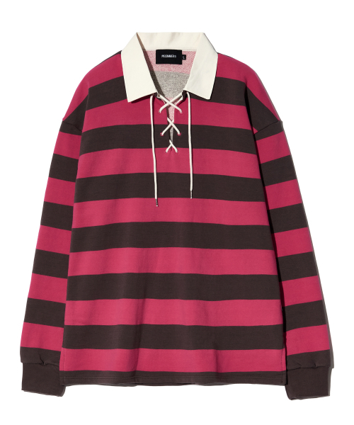 PIECEMAKER(ピースメーカー)の「LACE UP STRIPE RUGBY TEE (PINK)(ポロシャツ・レディース・その他・LARGE/MEDIUM)」の6枚目の写真