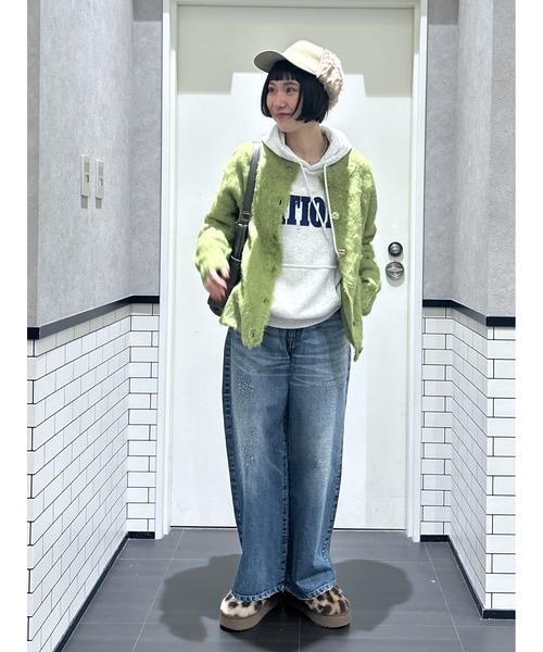 RODEO CROWNS WIDE BOWL(ロデオクラウンズワイドボウル)の「2WAY Fluffyシャギーニットカーディガン(カーディガン/ボレロ・レディース・ライトグリーン/グレー/ライトベージュ・FREE)」の6枚目の写真