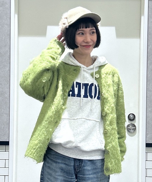 RODEO CROWNS WIDE BOWL(ロデオクラウンズワイドボウル)の「2WAY Fluffyシャギーニットカーディガン(カーディガン/ボレロ・レディース・ライトグリーン/グレー/ライトベージュ・FREE)」の4枚目の写真