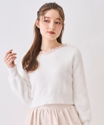 SWINGLE | レースネックフェザーニット(ニット/セーター)