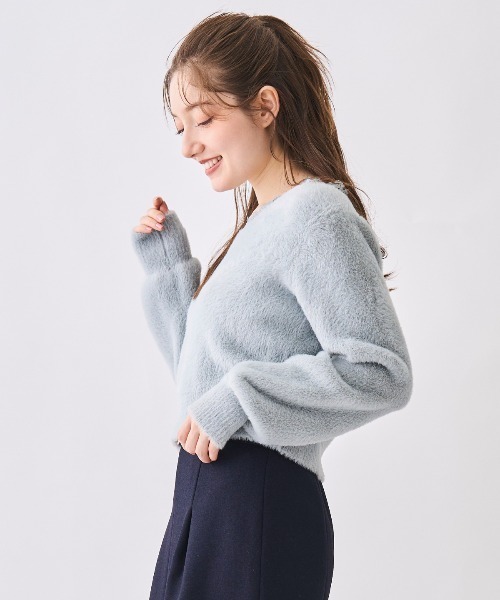 SWINGLE（スウィングル）の「レースネックフェザーニット（ニット/セーター・レディース・ピンク/イエロー/ブルー/オフホワイト・FREE）」の14枚目の写真