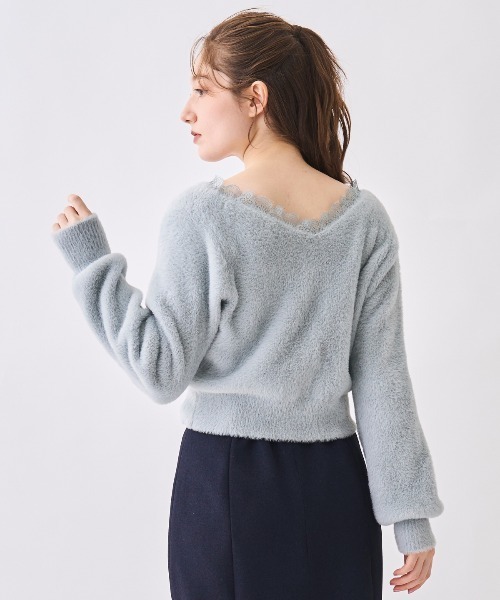 SWINGLE（スウィングル）の「レースネックフェザーニット（ニット/セーター・レディース・ピンク/イエロー/ブルー/オフホワイト・FREE）」の13枚目の写真