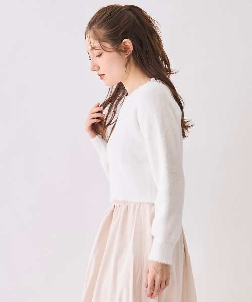 SWINGLE（スウィングル）の「レースネックフェザーニット（ニット/セーター・レディース・ピンク/イエロー/ブルー/オフホワイト・FREE）」の5枚目の写真