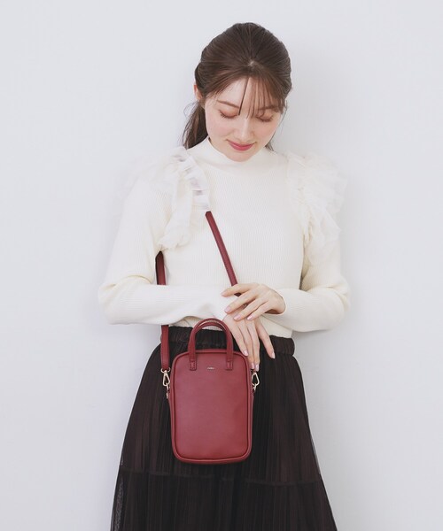 index（インデックス）の「【2WAY】ハートポーチ付きミニショルダーバッグ（ショルダーバッグ・レディース・ブラック/アイボリー/ワインレッド・00）」の3枚目の写真